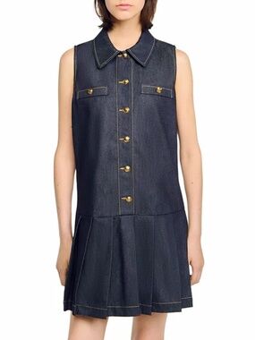 Virgie Button Front Mini Denim Dress